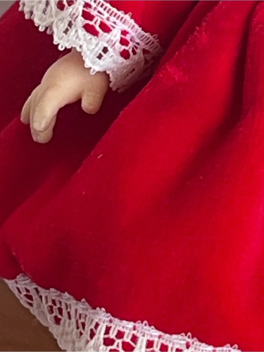Classic Red Velvet Dress Doll with Bonnet - Kids Toys